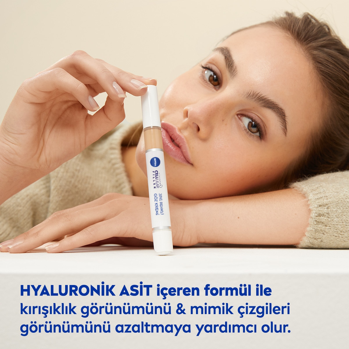 undefined NIVEA VISAGE EXC. Nivea Koyu Halka Görünümü Kapatıcı Göz Bakım Kremi Hyaluron Cellular Filler 15 ml Orta Ton 1 of 7