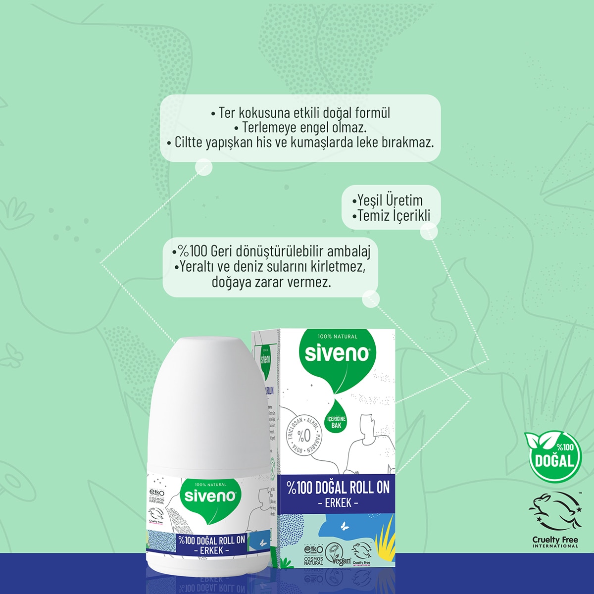 SIVENO SIVENO Siveno Doğal Roll On Erkek 50 ml 1 of 7