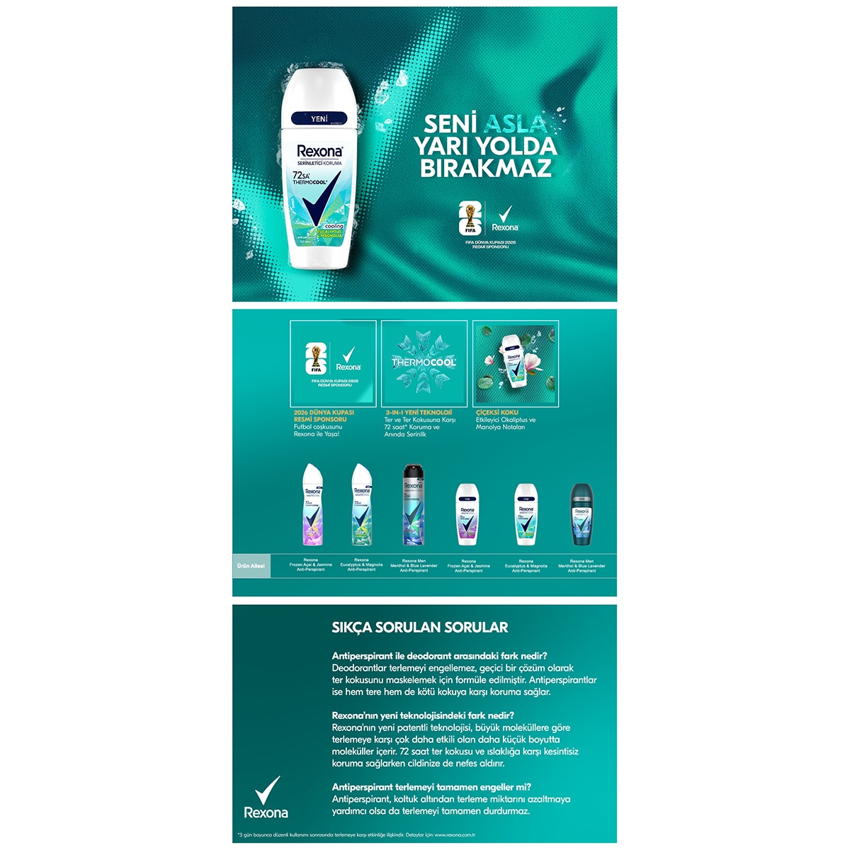 REXONA REXONA Rexona Thermocool Eucalyptus & Magnolia 72 Saat Koruma Antiperspirant Kadın Roll-On 50 ml 1 of 10