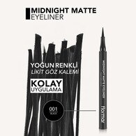 Flormar Midnight Matte  Mat Bitişli Kalem Likit Eyeliner Siyah