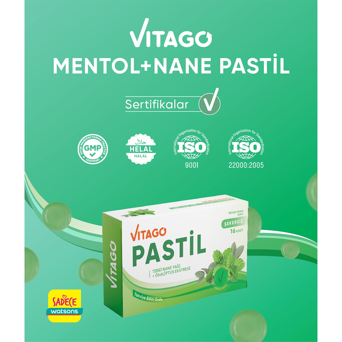  VITAGO EXC. VITAGO EXC. Vitago Pastil Tıbbi Nane Ökaliptus Yağı 16'lı  1 of 6 