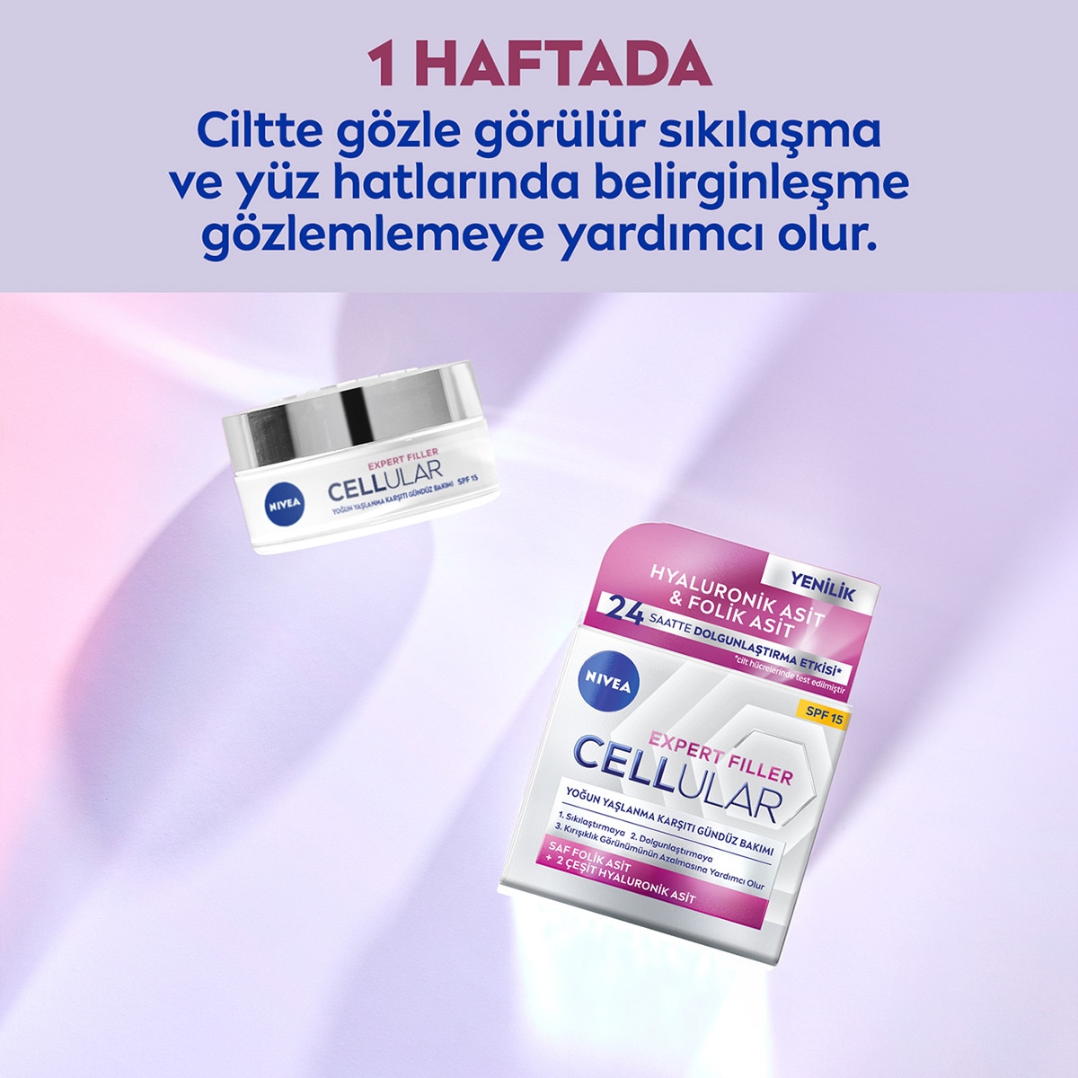  NIVEA VISAGE NIVEA VISAGE Nivea Cellular Expert Filler Yaşlanma Karşıtı ve Dolgunlaştırıcı SPF15 Güneş Koruyucu Yüz Gündüz Bakım Kremi 50 ml  1 of 8 