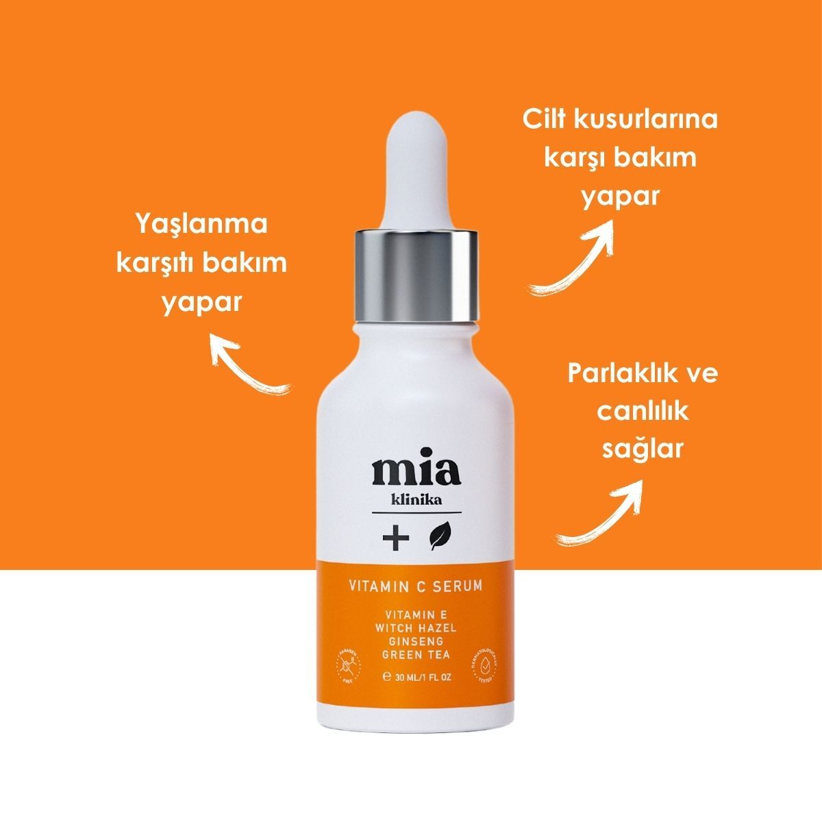  MIA KLINIKA MIA KLINIKA Mia Klinika Aydınlatıcı C Vitamin Serum Gözenek Siyah Nokta ve Sivilce Karşıtı 30 ml  1 of 4 