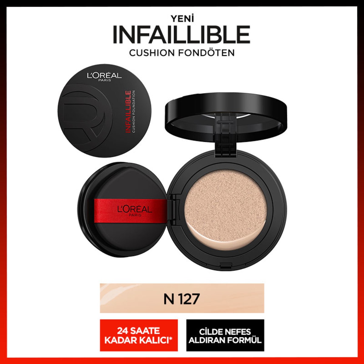 LOREAL PARIS LOREAL PARIS EXC. L'Oréal Paris Freshwear Cushion Fondöten 24H Air Wear 127 1 of 8