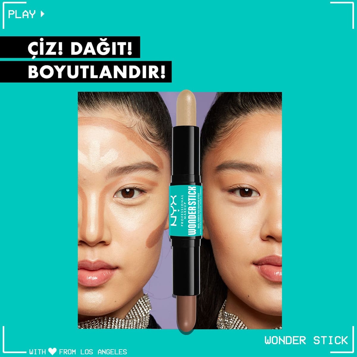  NYX NYX Nyx Professional Makeup Wonder Stick Çift Taraflı Krem Kontür & Aydınlatıcı Stick Universal Light  1 of 5 