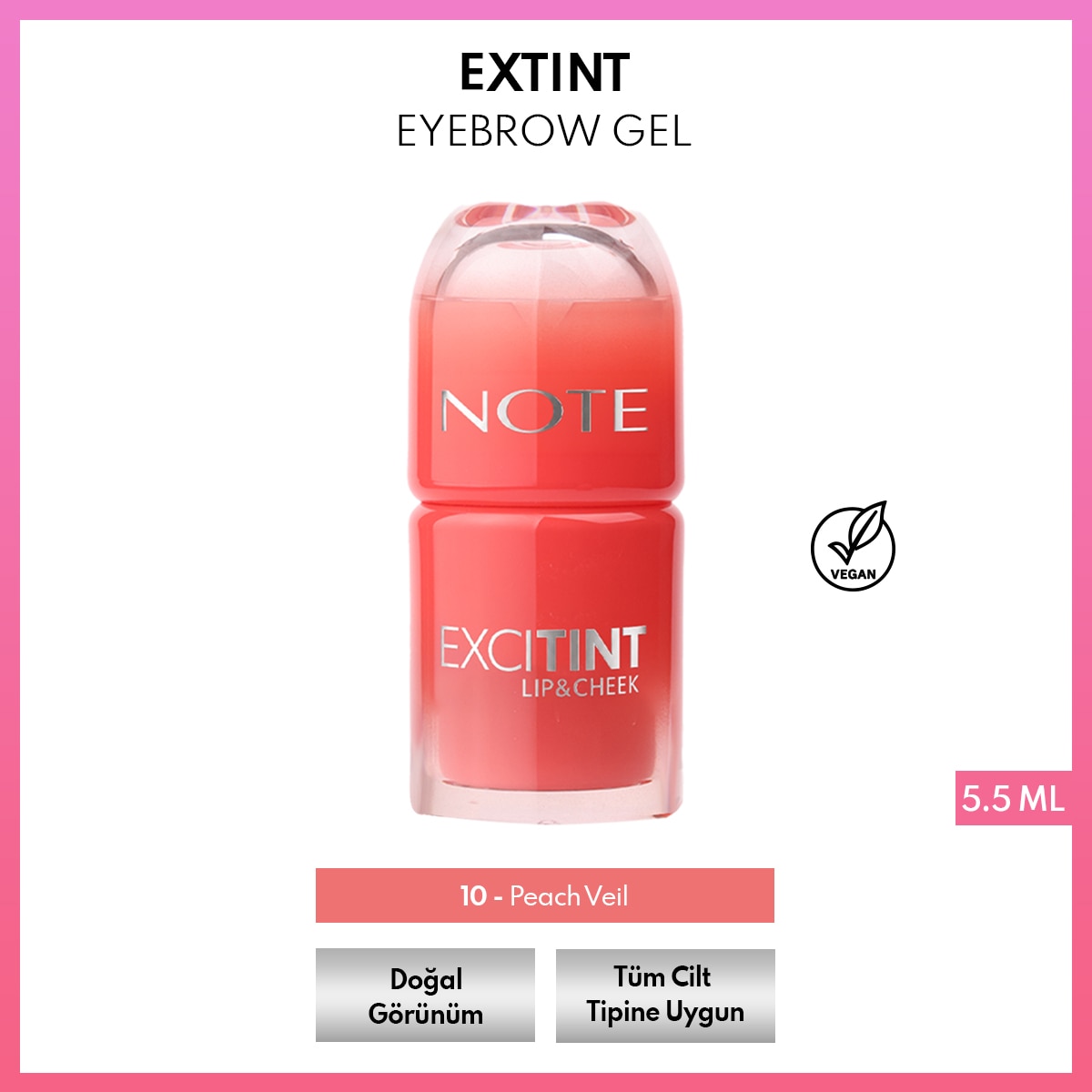 NOTE NOTE Note Excitint Lip & Cheek Dudak ve Yanak Renklendirici Tint Likit Allık 10 Peach Veil 1 of 7