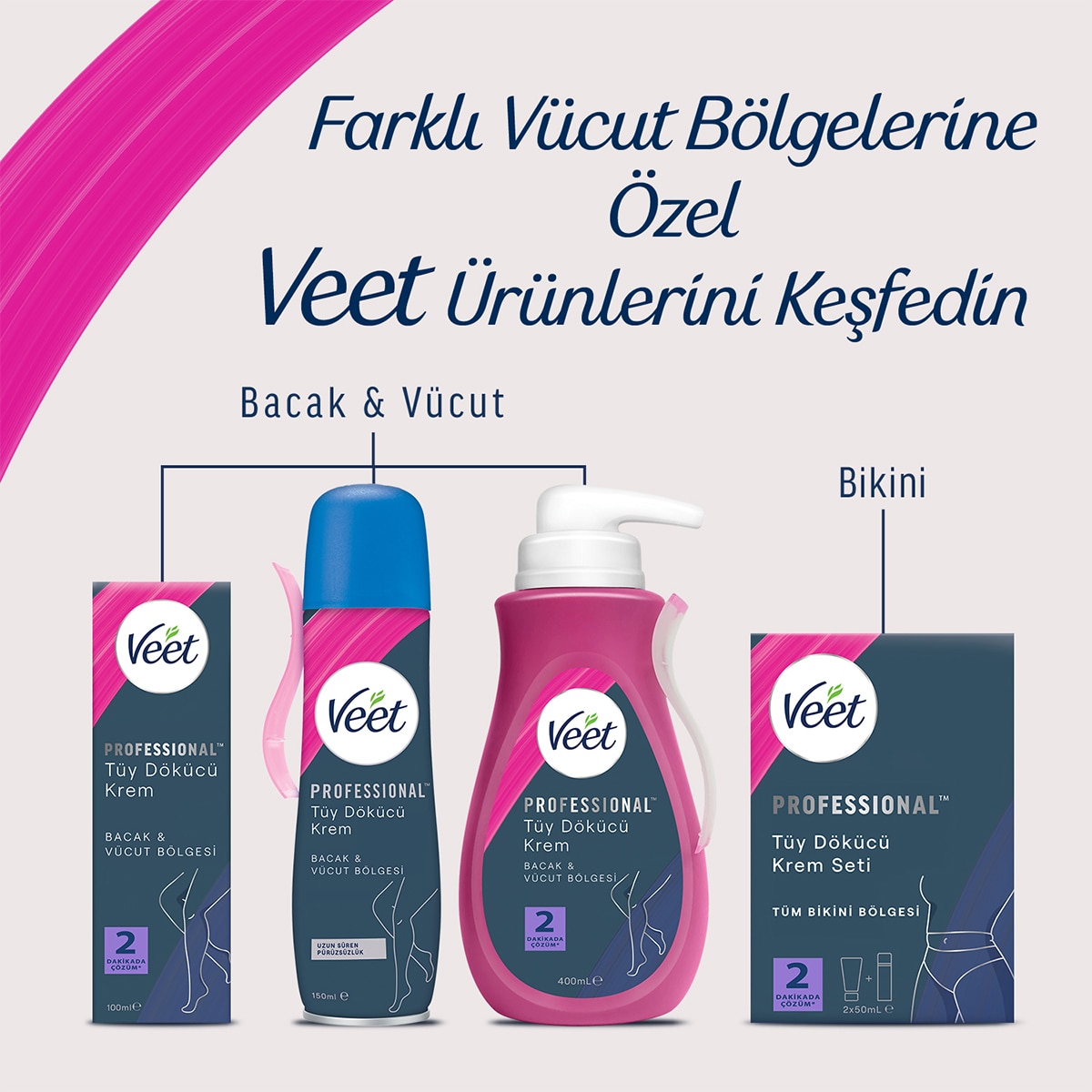  VEET VEET Veet Professional Bikini Bölgesi Özel Tüy Dökücü Krem Seti 50ml + 50ml  1 of 7 