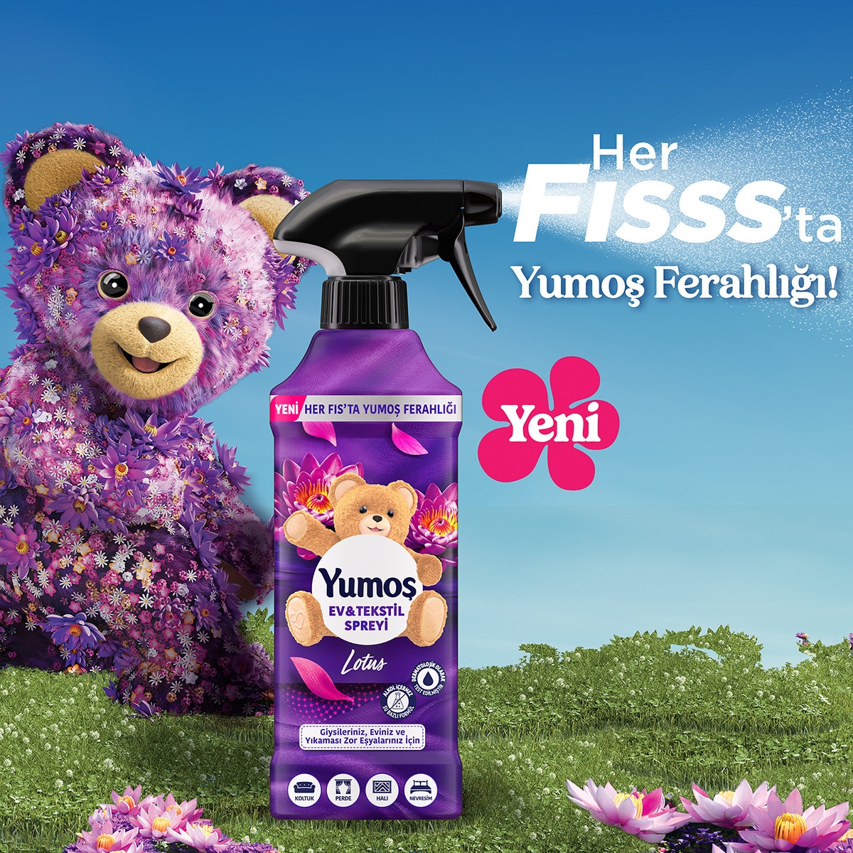  YUMOŞ YUMOŞ Yumoş Ev ve Tekstil Spreyi Lotus 450 ml  1 of 8 
