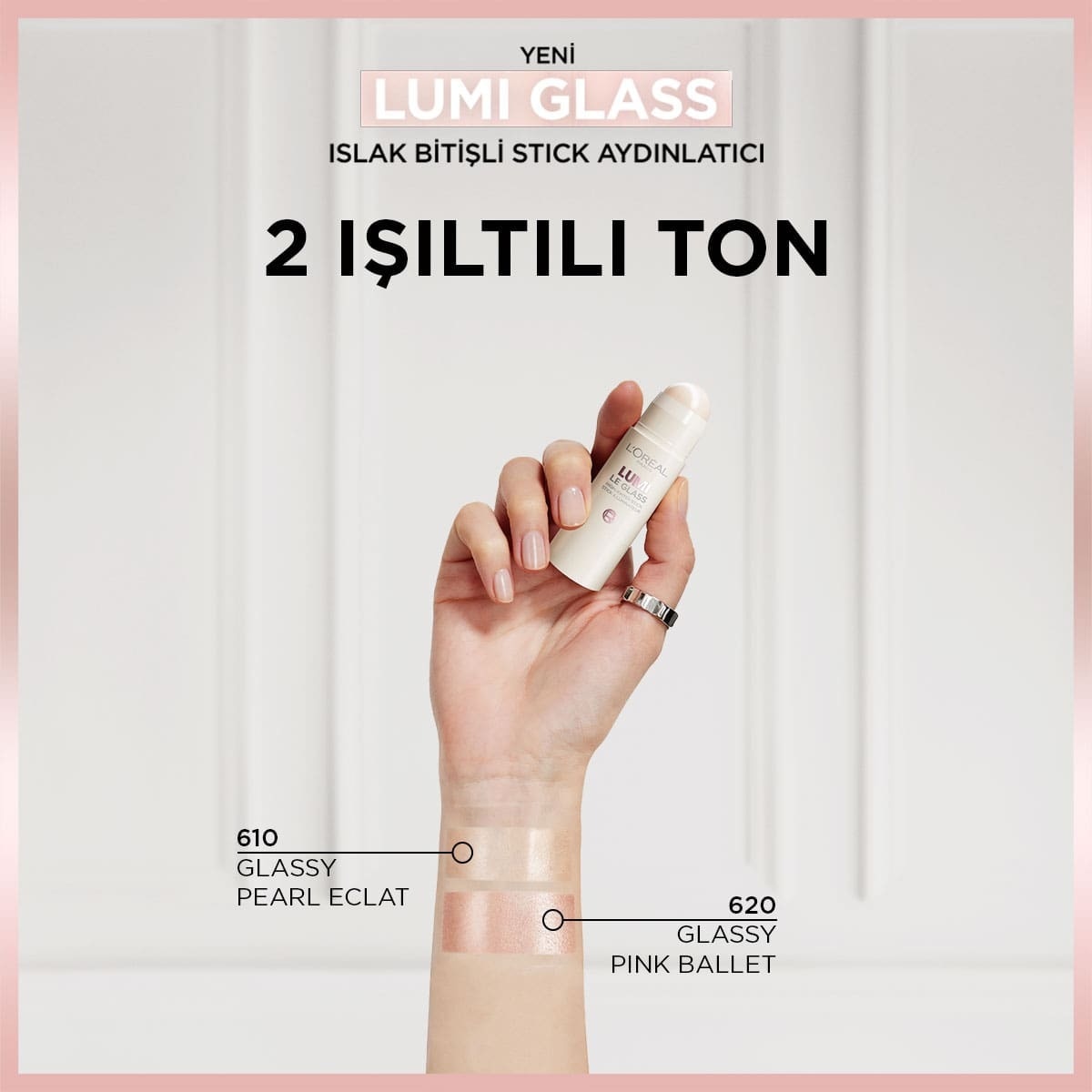  LOREAL PARIS LOREAL PARIS L’Oreal Paris Lumi Glass Islak Bitişli Stick Aydınlatıcı 620 Glassy Pink Ballet  1 of 9 