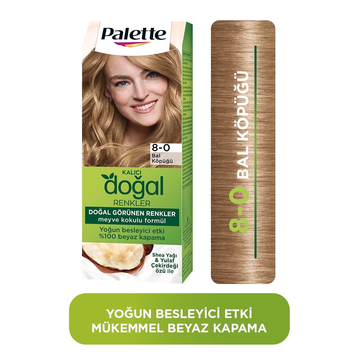  PALETTE NATURAL COLORS PALETTE NATURAL COLORS Palette Kalıcı Doğal Renkler Saç Boyası 8-0 Bal Köpüğü 