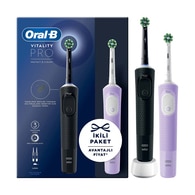Oral-B Şarjlı/Elektrikli Diş Fırçası Vitality Pro 2'li Siyah&Lila Avantaj Paketi