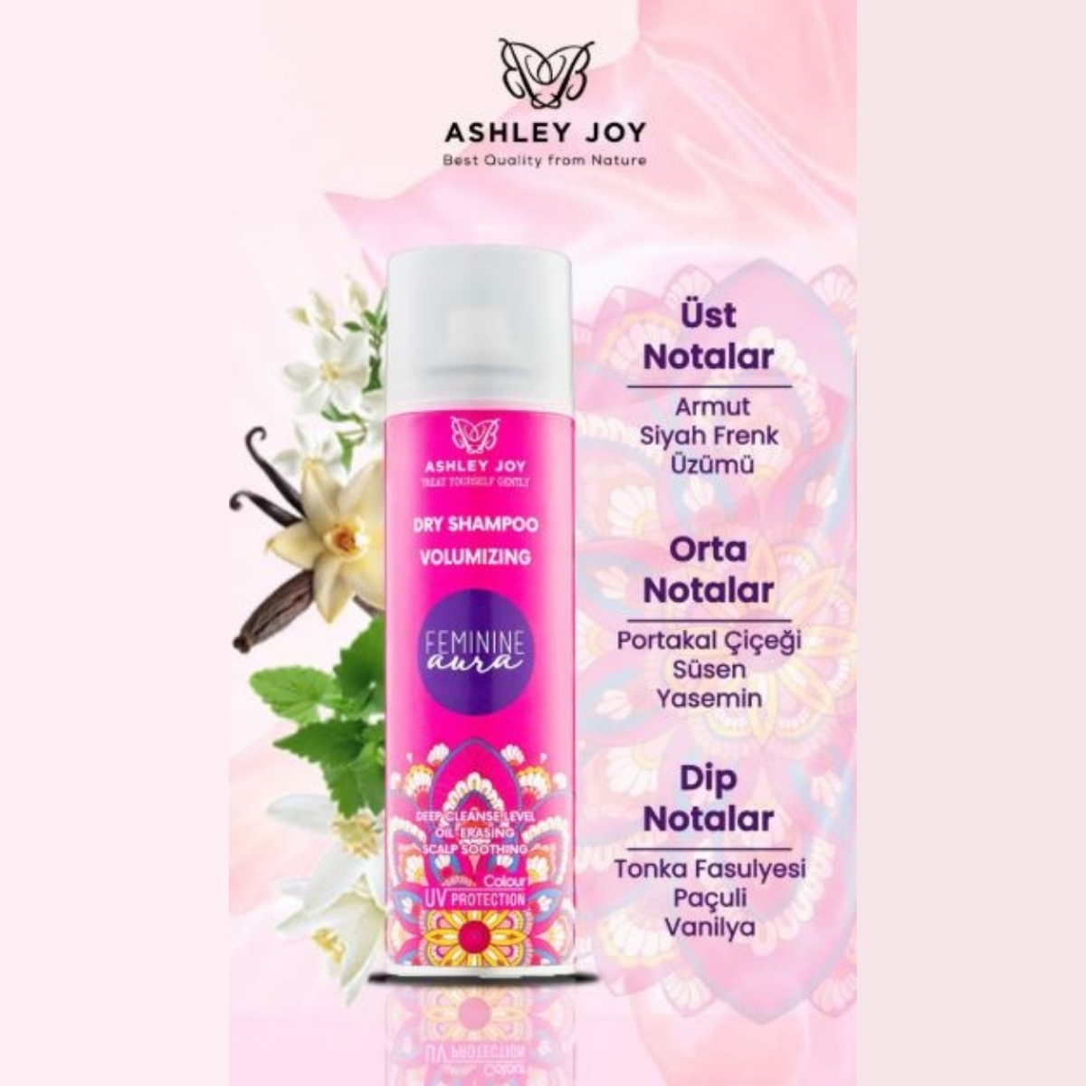  ASHLEY JOY ASHLEY JOY Ashley Joy Feminine Aura Saç Parfümü Etkili Hacim Kuru Şampuan 200 ml  1 of 8 