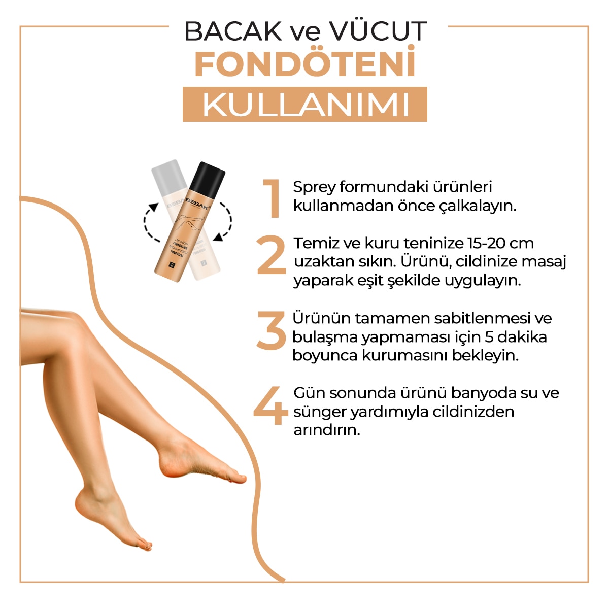 BEBAK BEBAK Bebak Bacak ve Vücut Fondöteni 2 Numara Medium 75 ml 1 of 4
