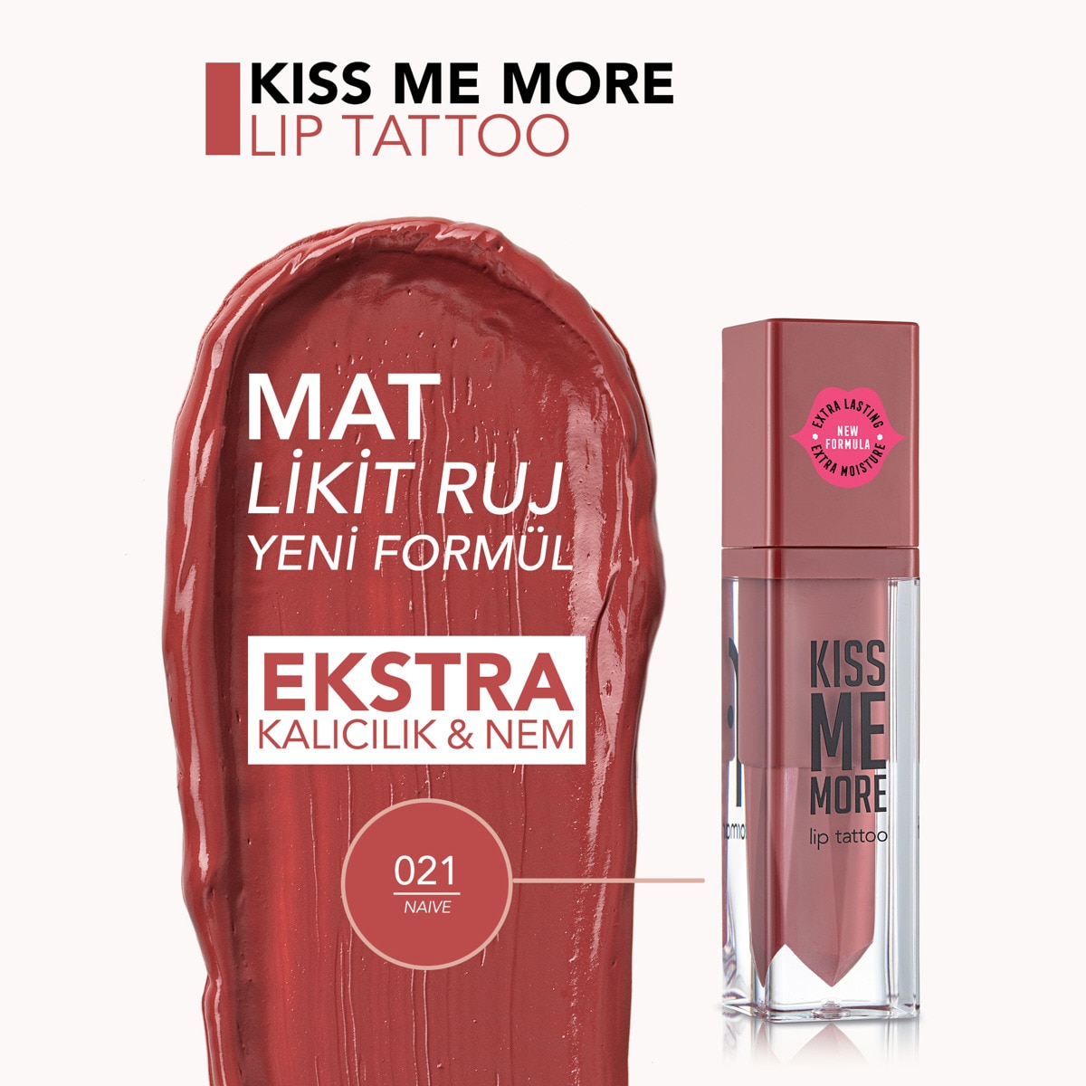  FLORMAR FLORMAR Flormar Kiss Me More Yoğun Nemlendirici Likit Mat Ruj Morumsu Koyu Şeftali  1 of 4 