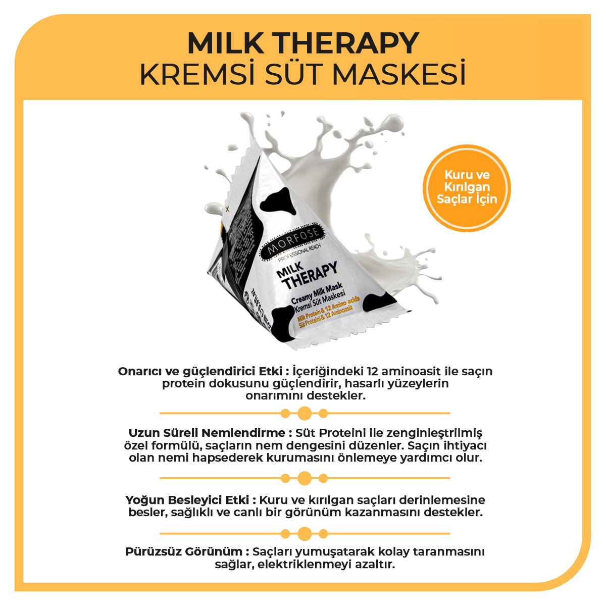 MORFOSE MORFOSE Morfose Saç Maskesi Üçgen Milk Therapy 25 ml 1 of 5