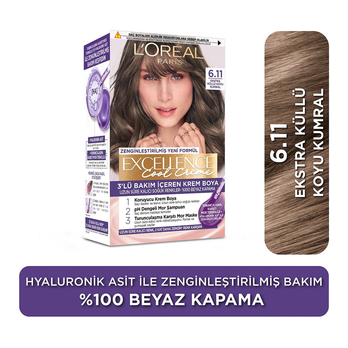  EXCELLENCE EXCELLENCE L'Oreal Paris Excellence Saç Boyası Ekstra Küllü Koyukumral 6.11 