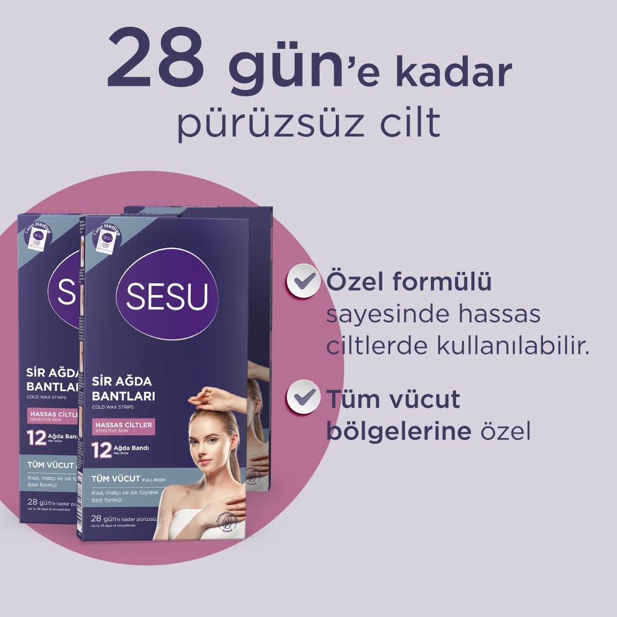  undefined SESU Sesu Hassas Vücut Ağda Bandı 12 Adet  1 of 8 