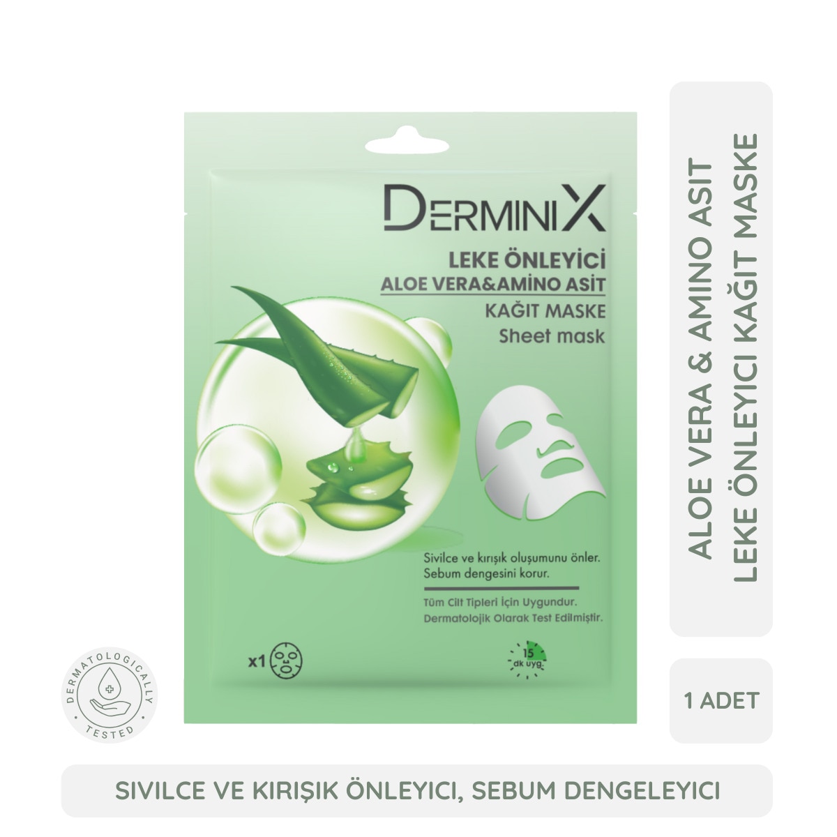  DERMINIX DERMINIX Derminix Leke Önleyici Kağıt Maske Aloe Vera ve Amino Asit 1 Adet 