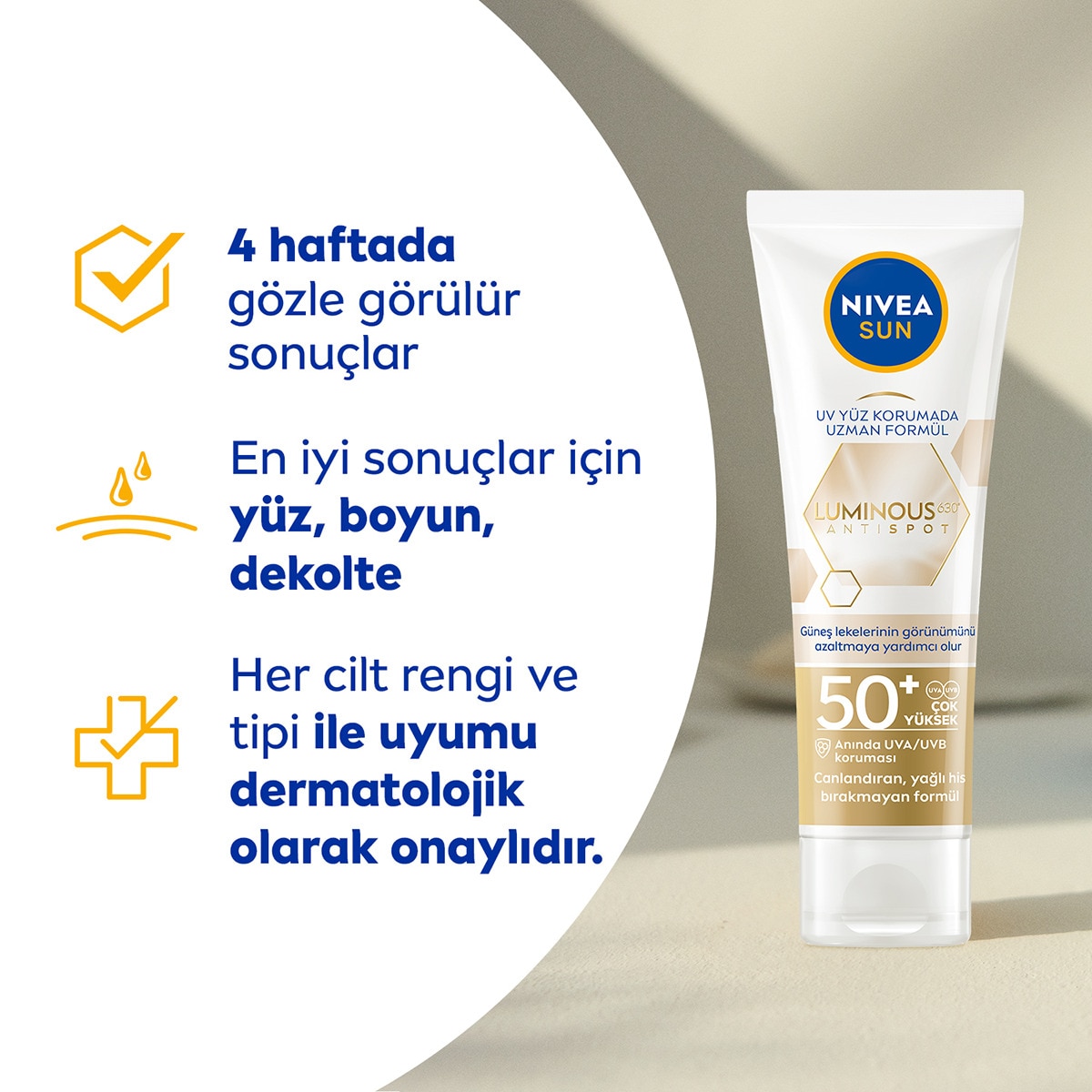  NIVEA SUN NIVEA SUN Nivea Sun Luminous630 Yüz Güneş Koruyucu Krem Spf50+ 40 ml  1 of 9 