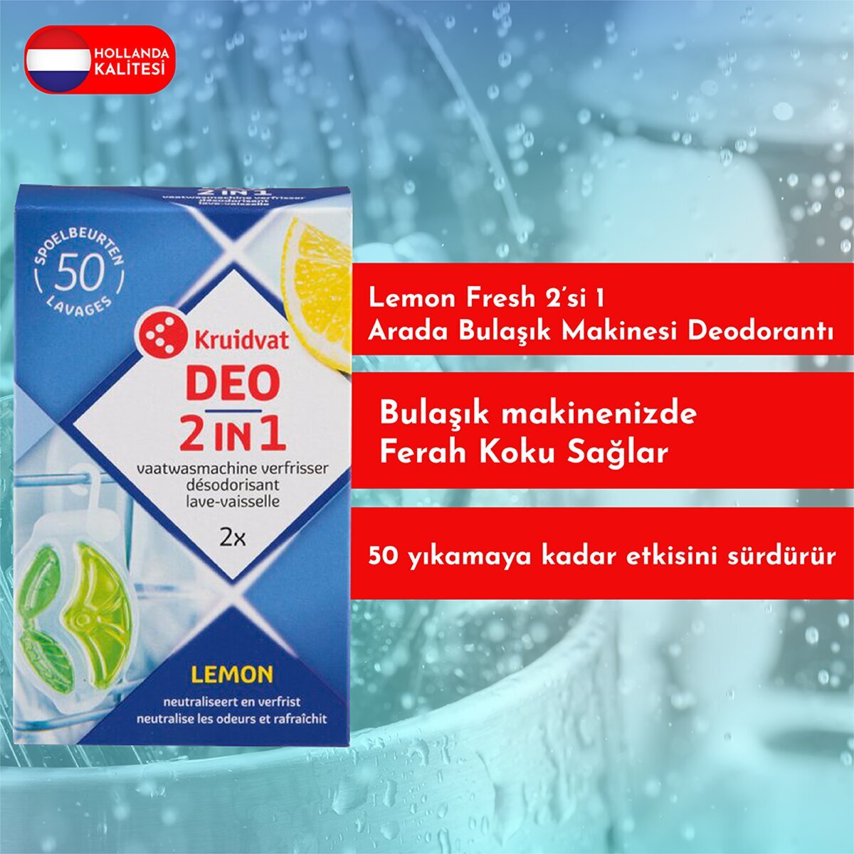 KRUIDVAT KRUIDVAT Kruidvat Bulaşık Makinesi Koku Giderici Limon 2’li 1 of 3