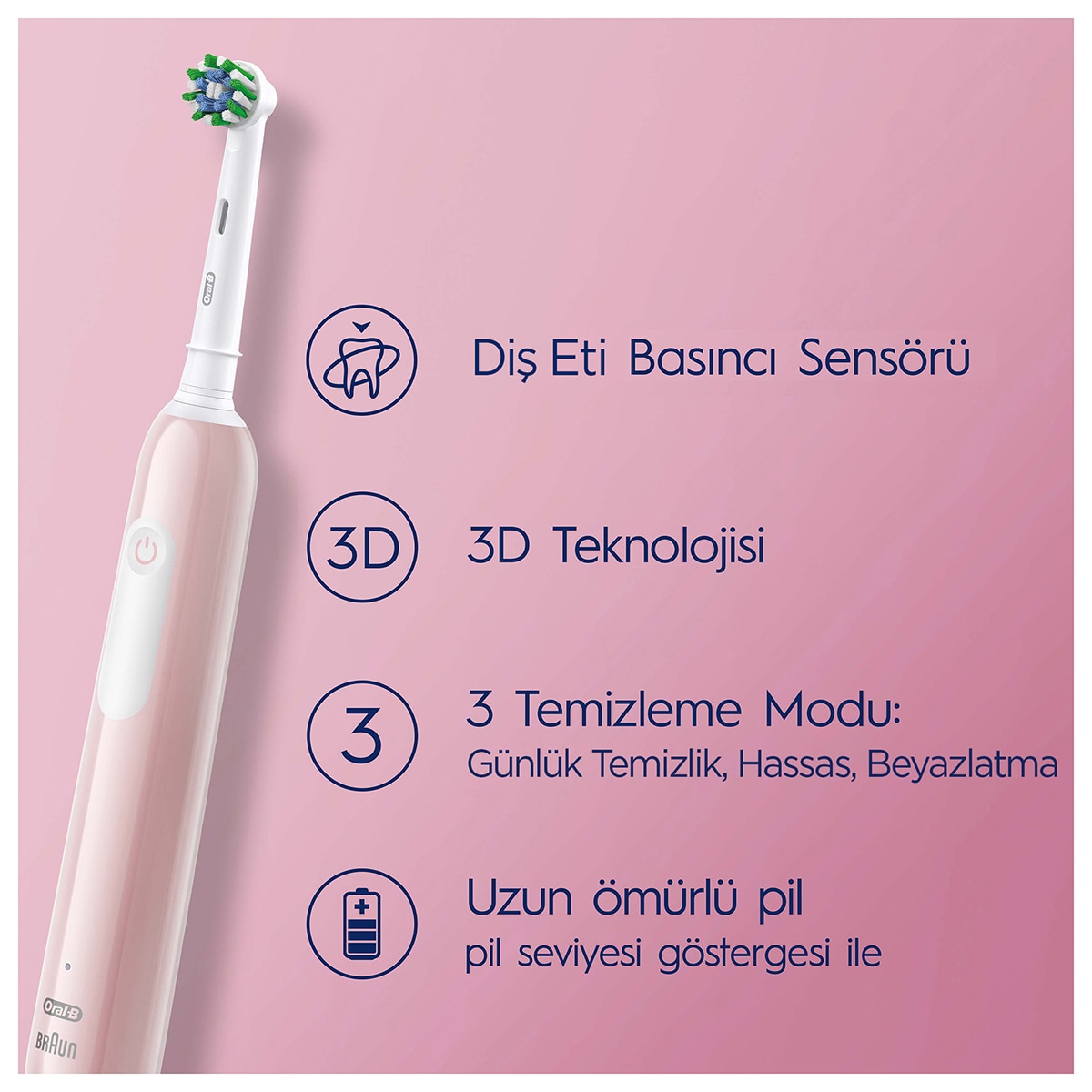 ORAL-B ORAL-B Oral-B Pro 1 Şarjlı Diş Fırçası Pembe 1 of 9