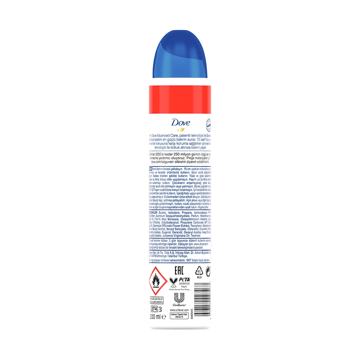 DOVE DOVE Dove Kadın Sprey Deodorant 1/4 Nemlendirici Krem Original Büyük Boy 200 ml 1 of 10