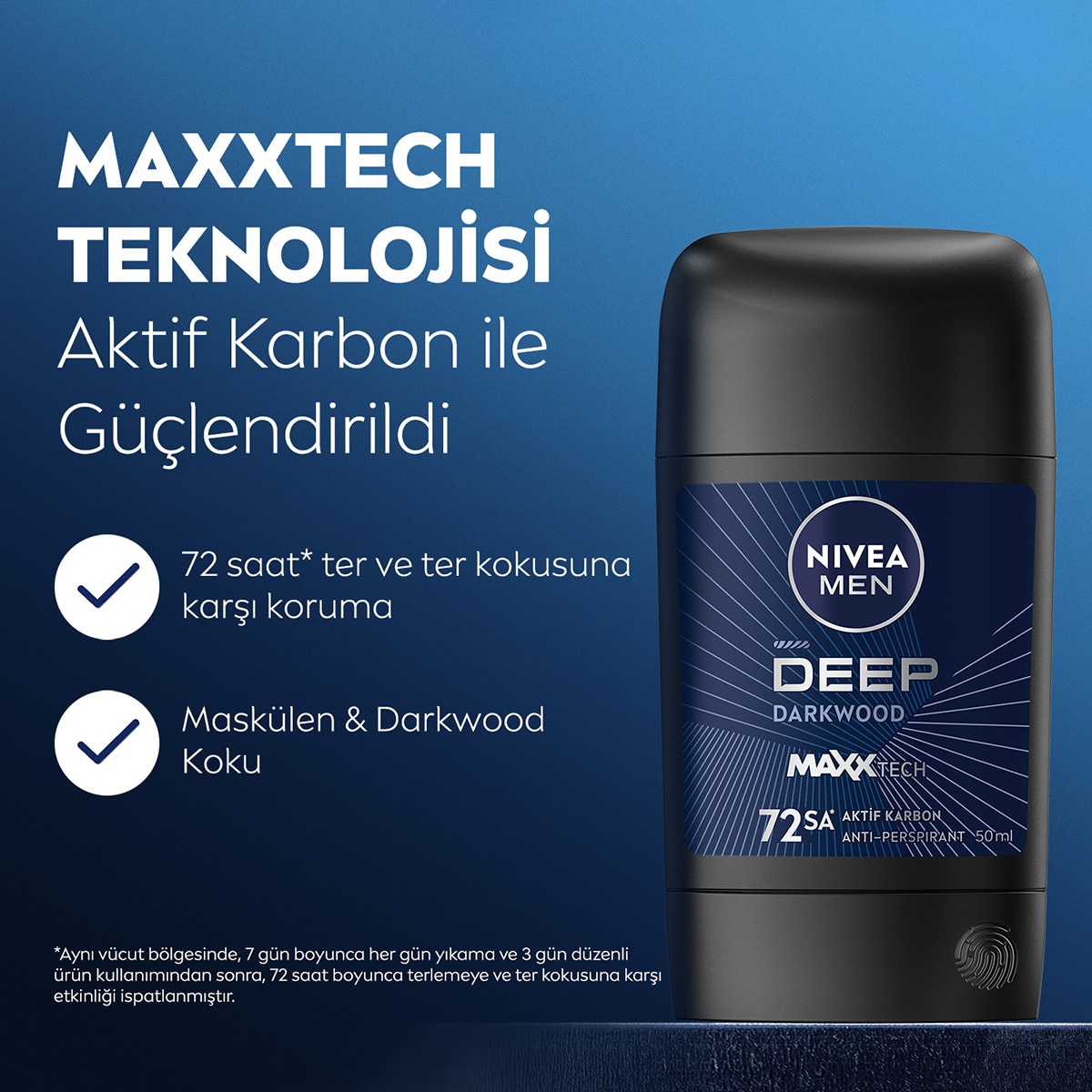  NIVEA DEO NIVEA DEO NIVEA MEN Erkek Stick Deodorant Deep Dimension Aktif Karbon 50 ml  1 of 6 