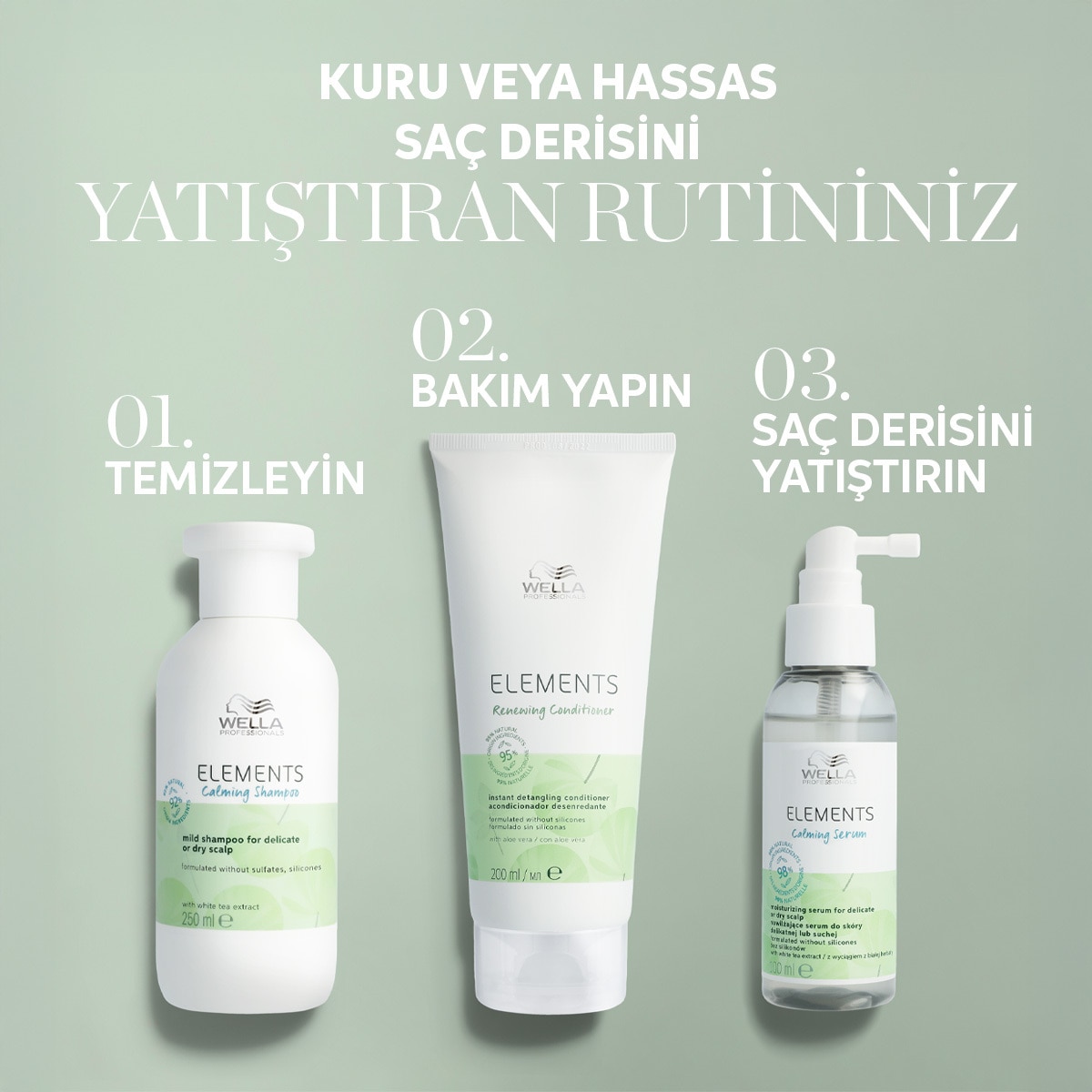  WELLA PROFESSIONALS WELLA PROFESSIONALS EXC. Wella Professionals Elements Yatıştırıcı Şampuan 250 ml  1 of 7 