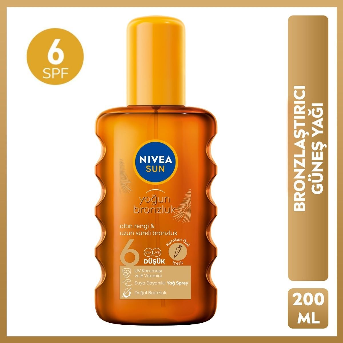  NIVEA SUN NIVEA SUN Nivea Sun SPF6 Karoten Özlü Yoğun Bronzlaştırıcı Güneş Yağı  200 ml Sprey  Nivea Sun SPF6 Karoten Özlü Yoğun Bronzlaştırıcı Güneş Yağı  200 ml Sprey