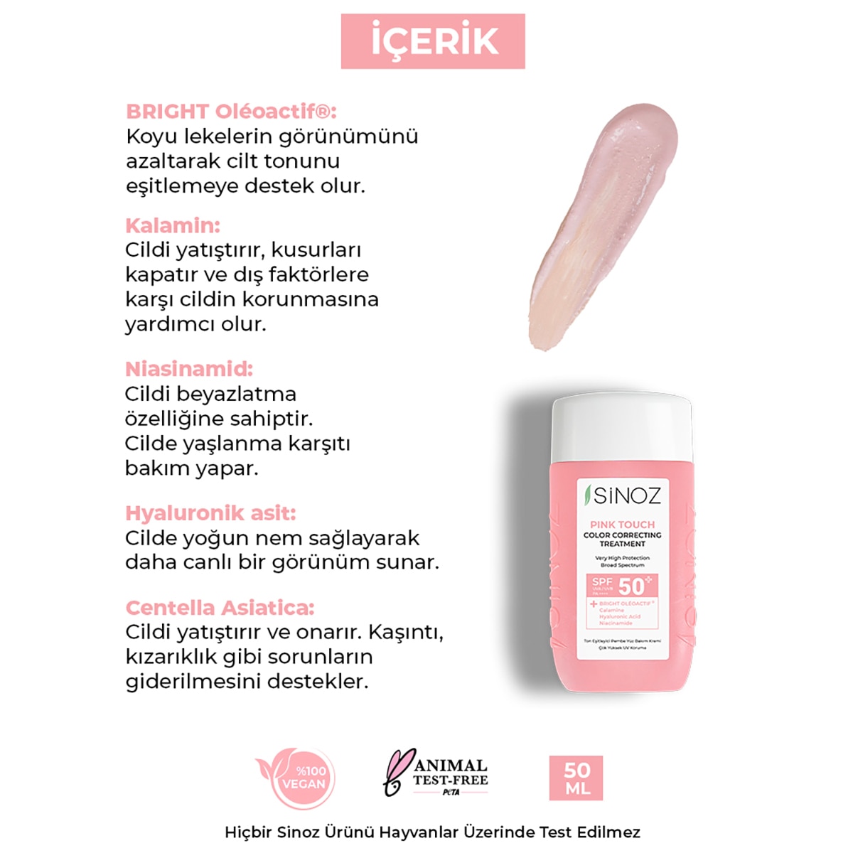  SİNOZ SINOZ Sinoz Pink Touch Ton Eşitleyici Güneş Kremi Spf50+  1 of 10 