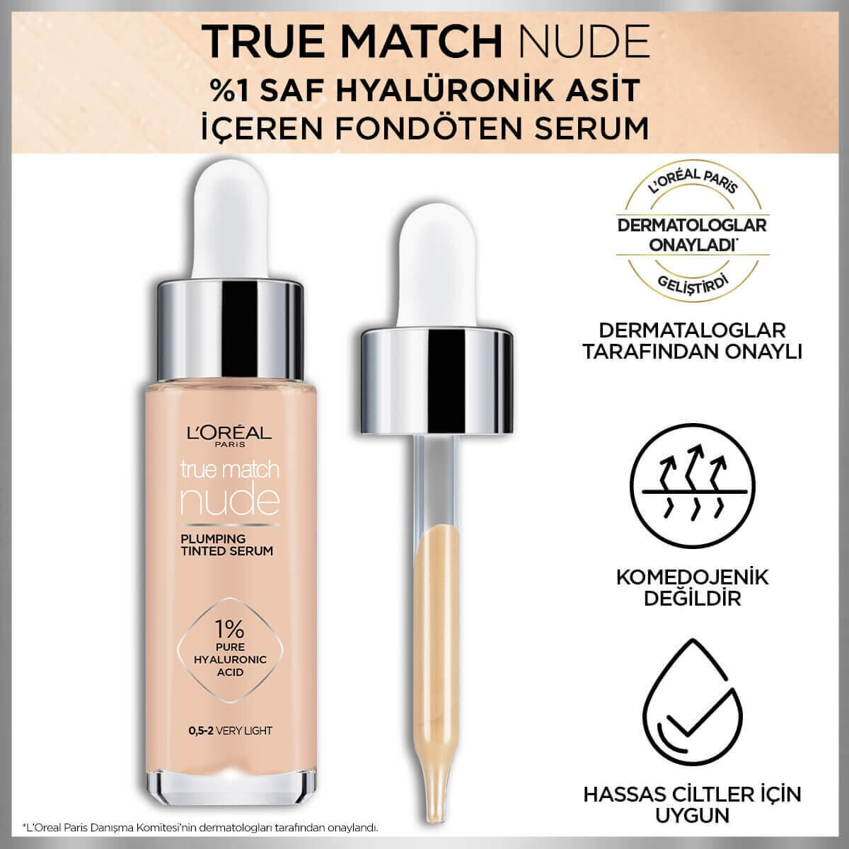  LOREAL PARIS LOREAL PARIS L'Oreal Paris True Match Nude Fondöten Serum 0.5 2 Very Light  1 of 6 