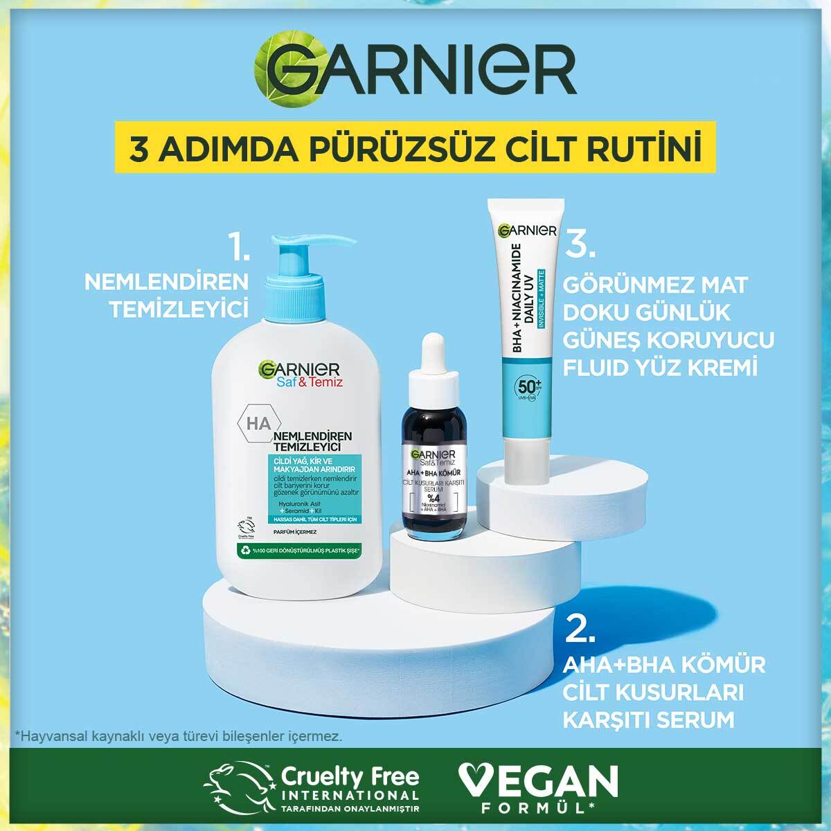  GARNIER GARNIER Garnier Saf ve Temiz BHA Niasinamid Günlük Yüz Güneş Kremi SPF50+ 40 ml  1 of 7 
