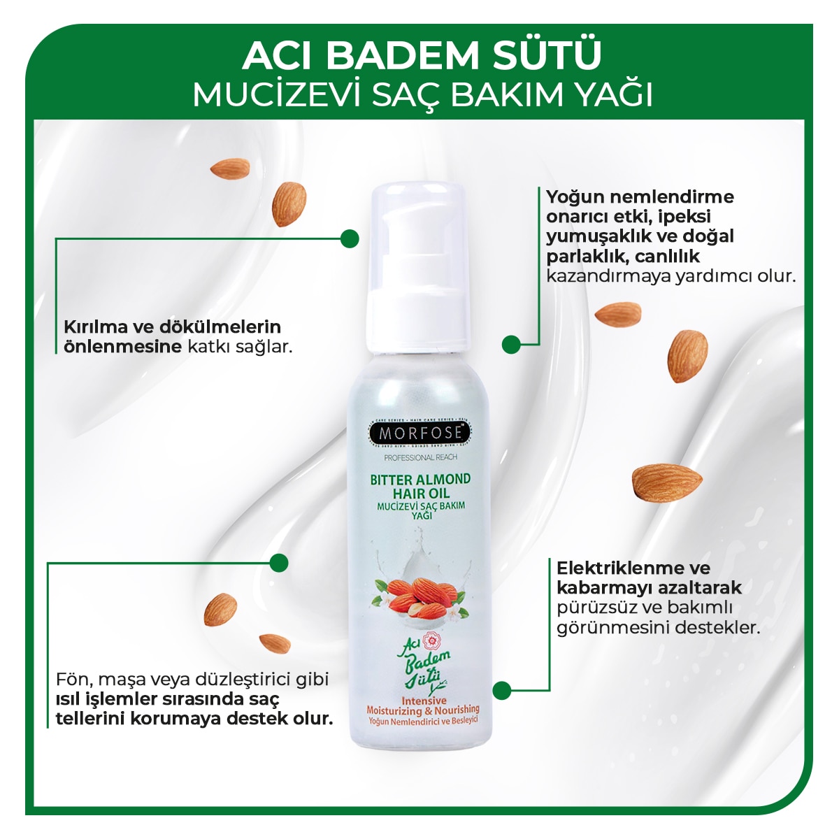  MORFOSE MORFOSE EXC. Morfose Saç Bakım Yağı Acıbadem 100 ml  1 of 5 
