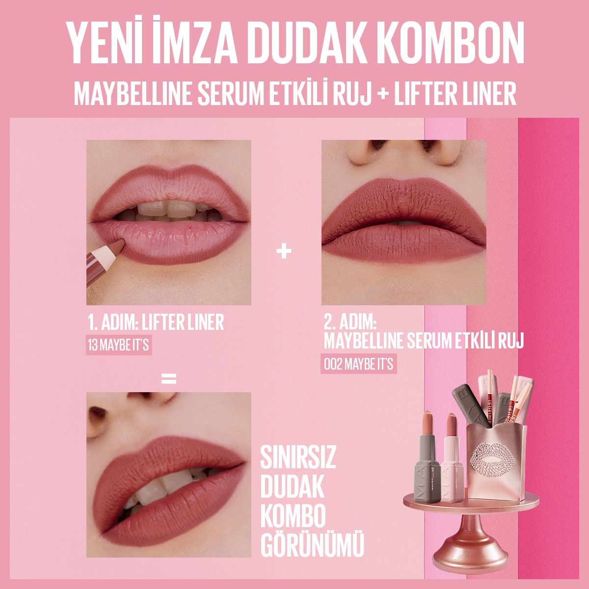  MAYBELLINE MAYBELLINE Maybelline New York Serum Etkili Hyaluronik Asit ve Besleyici Yağ İçeren Ruj Satin Maybe It's 002  1 of 10 