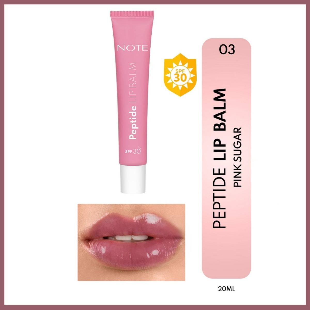  NOTE NOTE Note Peptide Glow SPF 30 Nemlendirici ve Parlatıcı Renkli Dudak Balmı Pink Sugar 03  1 of 4 