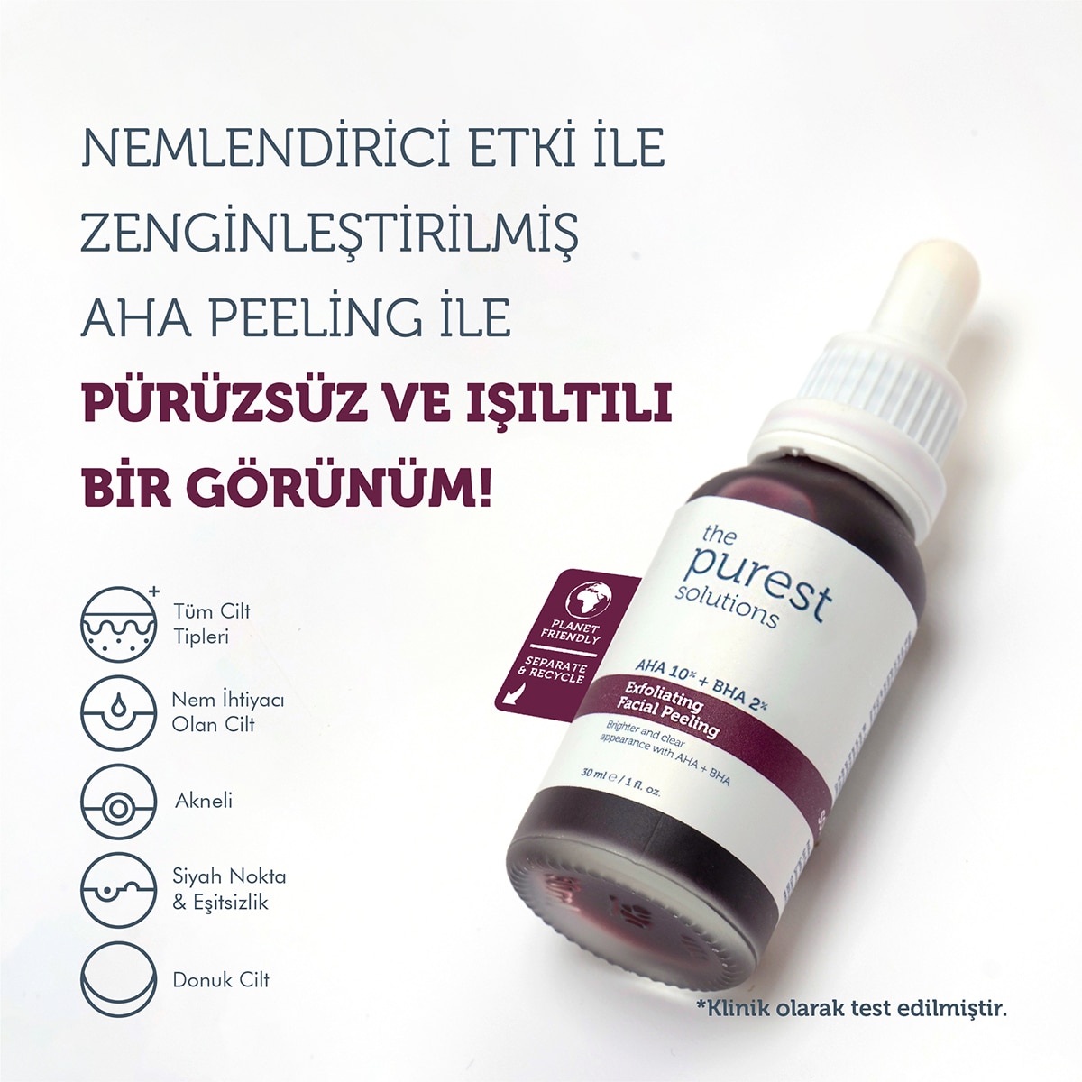  THE PUREST SOLUTIONS THE PUREST SOLUTIONS The Purest Solutions Ton Eşitleyici Peeling Serum 30 ml  1 of 6 