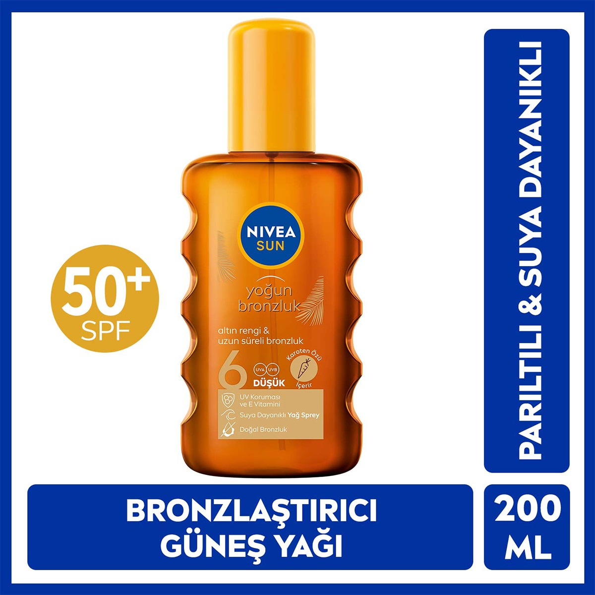 NIVEA SUN NIVEA SUN Nivea Sun SPF6 Karoten Özlü Yoğun Bronzlaştırıcı Güneş Yağı 200 ml Sprey 1 of 7