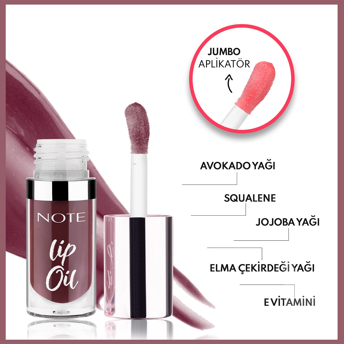  NOTE NOTE Note Lip Oil Nemlendirici ve Parlatıcı Dudak Bakım Yağı 30 Deep Berry Mor  1 of 7 