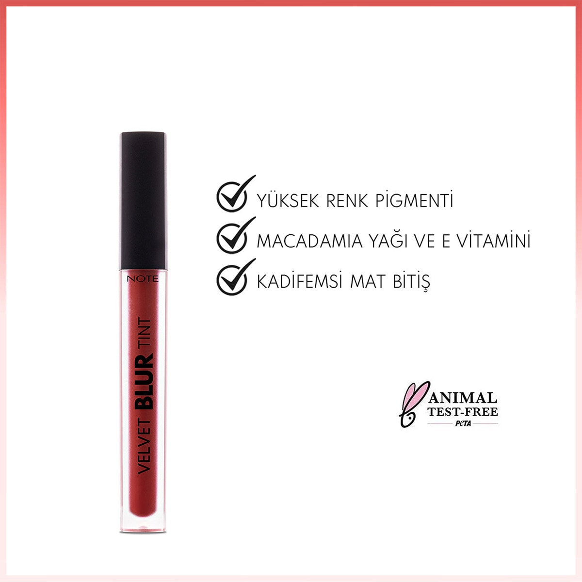  NOTE NOTE Note Velvet Blur Tint Kadife Bitişli Nemlendirici Mat Ruj 06 Terra Flame  1 of 5 