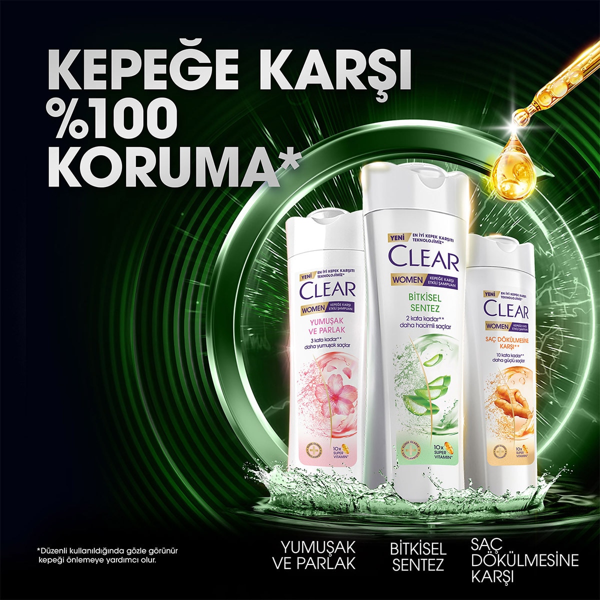  CLEAR CLEAR Clear Women Kepeğe Karşı Etkili Şampuan Bitkisel Sentez 350 ml  1 of 11 