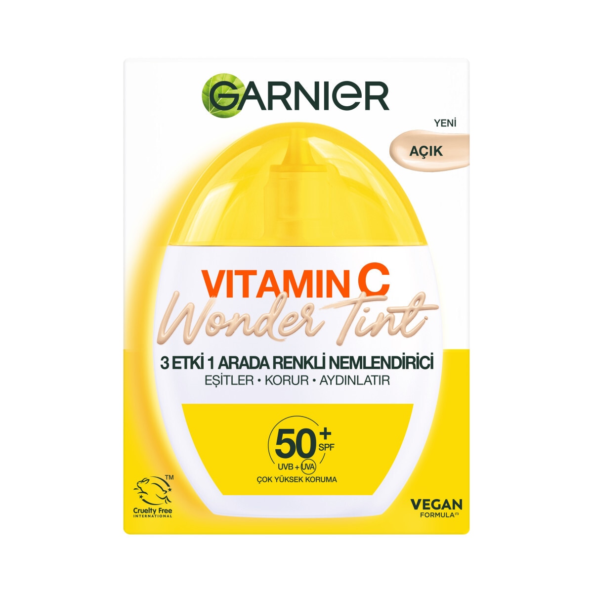 GARNIER GARNIER Garnier C Vitamini Wonder Tint 3 Etki 1 Arada Renkli Nemlendirici Açık Ton SPF50 Vegan Light 40 ml 1 of 10