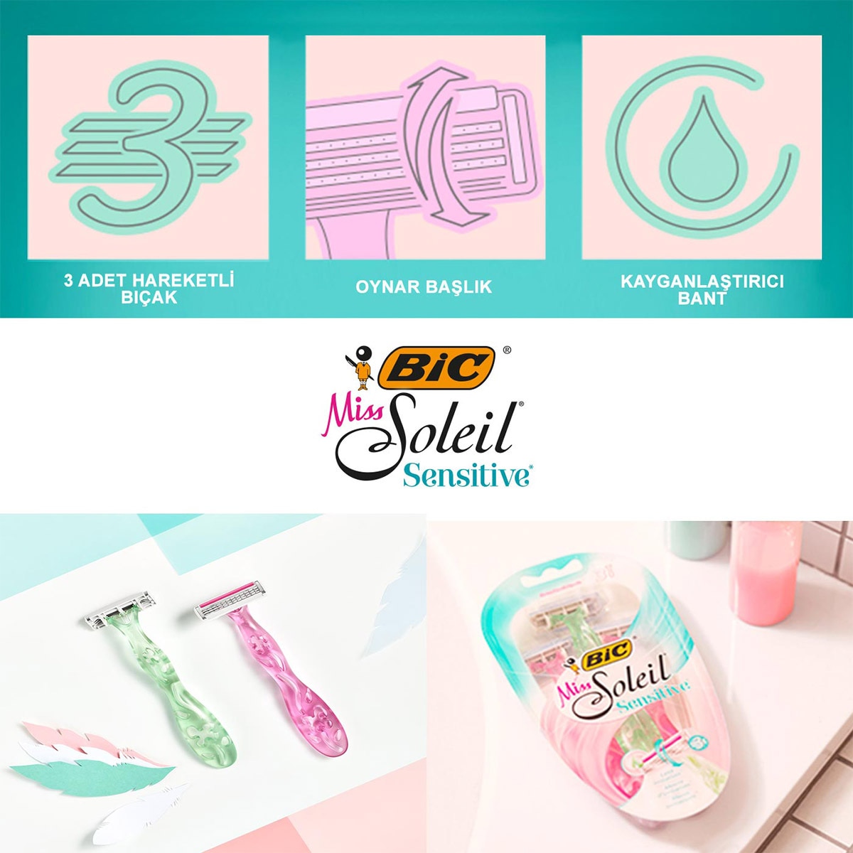  BIC BIC Bic Miss Soleil Sensitive 3 Bıçaklı 3'lü Paket  1 of 6 
