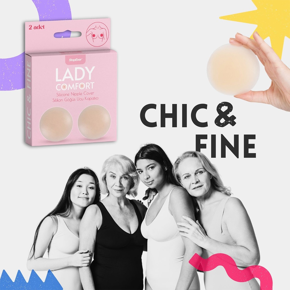  STOP EVER STOPEVER EXC. StopEver Lady Comfort Silikon Göğüs Ucu Pedi 2'li  1 of 4 