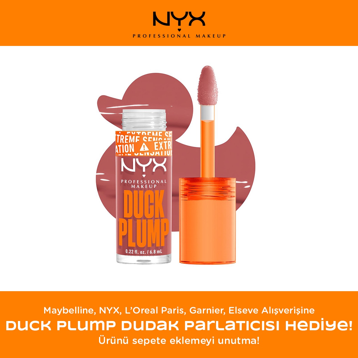 NYX NYX Maybelline, NYX, L’Oreal Paris, Garnier, Elseve alışverişine Nyx Duck Plump Dudak Parlatıcısı 03 Nude Swings HEDİYE! 1 of 1