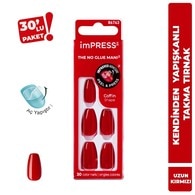  KISS IMPRESS Kiss Impress Color Kendinden Yapışkanlı Takma Tırnak Uzun Kırmızı Medium 510 30'lu 