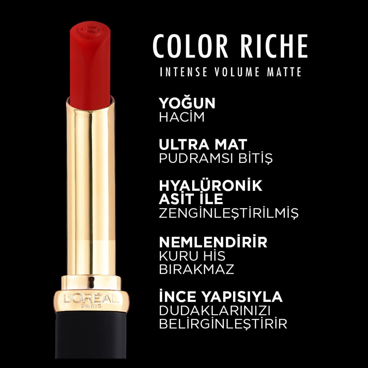 LOREAL PARIS LOREAL PARIS L'Oreal Paris Color Riche Intense Volume Mat Ruj No: 346 Rouge Determination 1 of 6