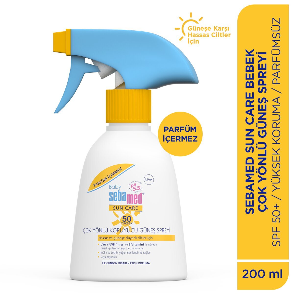  SEBAMED SEBAMED SUN EXC. Sebamed Baby SPF 50+ %98 UVA Korumalı UVB Filtreli Parfümsüz Bebek Güneş Kremi Sprey 200 ml  Sebamed Baby SPF 50+ %98 UVA Korumalı UVB Filtreli Parfümsüz Bebek Güneş Kremi Sprey 200 ml