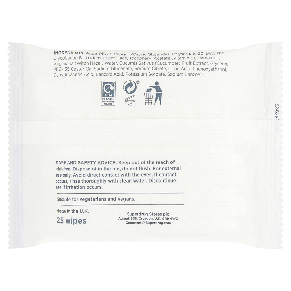  SUPERDRUG SUPERDRUG Superdrug Micellar Water Facial Cleansing Wipes 25 Adet  1 of 2 