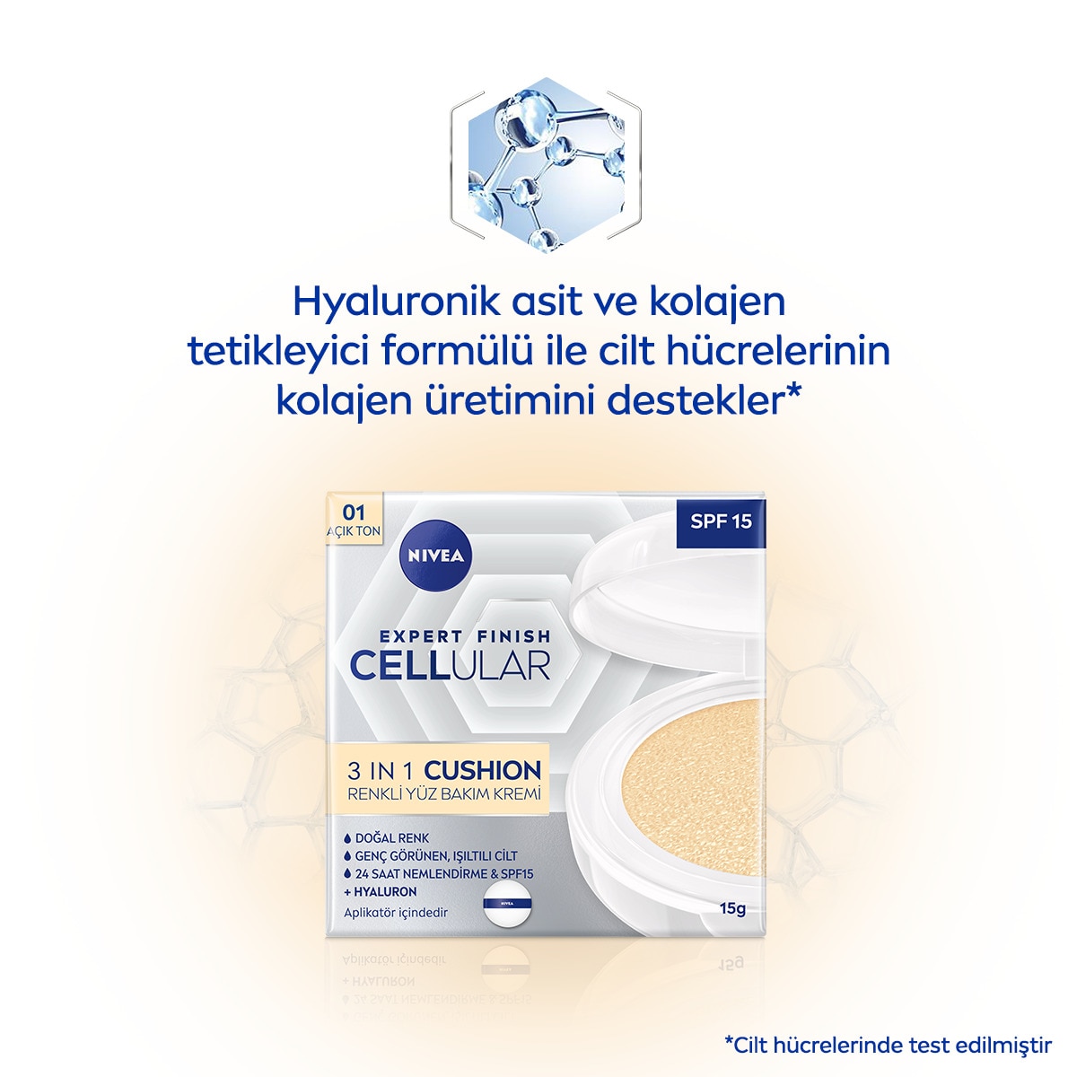  NIVEA VISAGE EXC. NIVEA VISAGE EXC. Nivea Cellular Expert Finish 3in1 Cushion Renkli Açık Ton Yüz Bakım Kremi 01 15 ml  1 of 9 