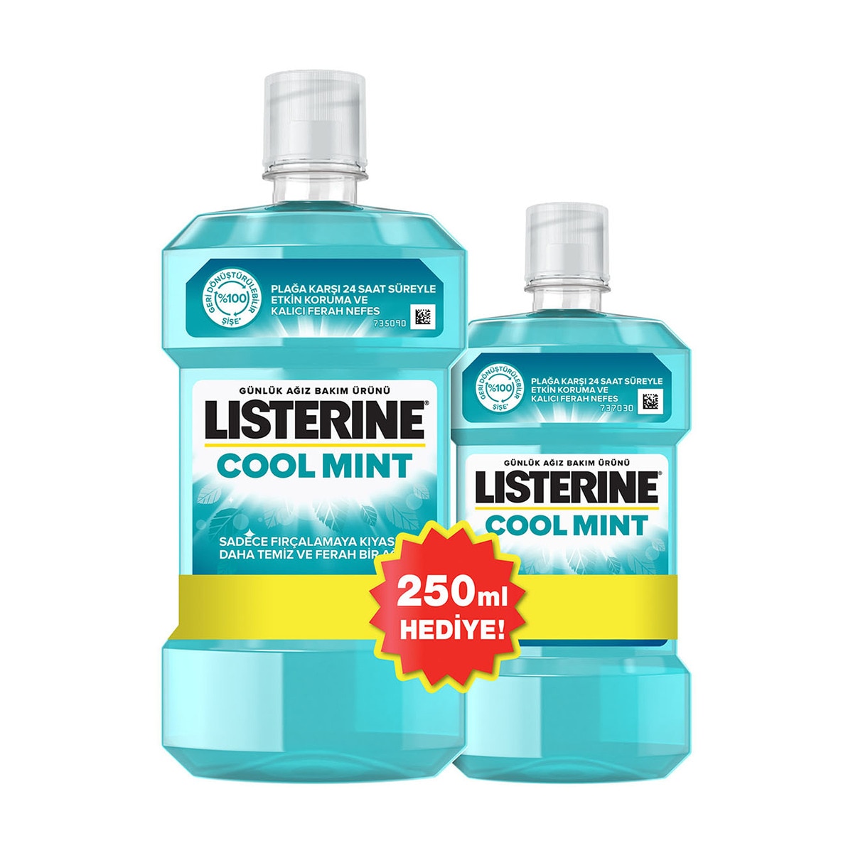  LISTERINE LISTERINE Listerine Ağız Bakım Suyu Cool Mint 500 ml + 250 ml  1 of 2 